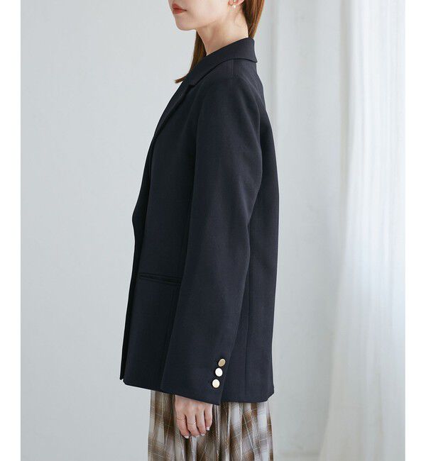 Rope&rsquo;Picnic「【WEB限定・ミドル丈】レディハンサムシリーズ ウールライク金ボタンジャケット(半裏地)/通勤対応」|テーラードジャケット|