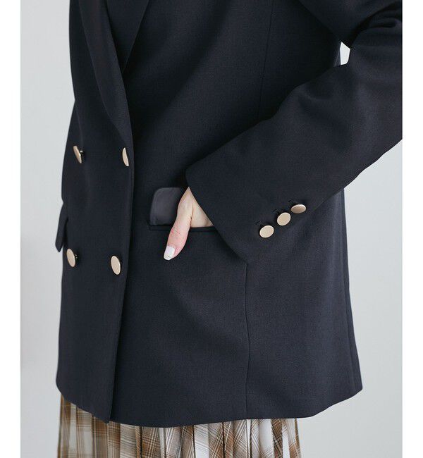 Rope&rsquo;Picnic「【WEB限定・ミドル丈】レディハンサムシリーズ ウールライク金ボタンジャケット(半裏地)/通勤対応」|テーラードジャケット|