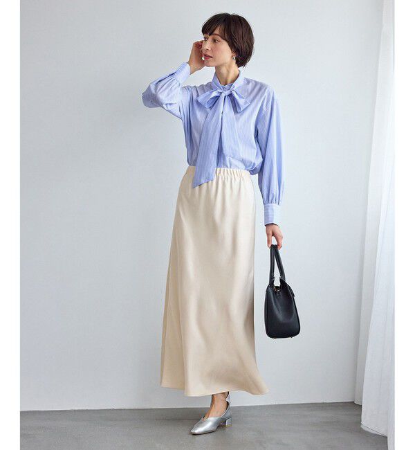 Rope&rsquo;Picnic「細見えバイアスサテンスカート/イージーケア」|スカート|