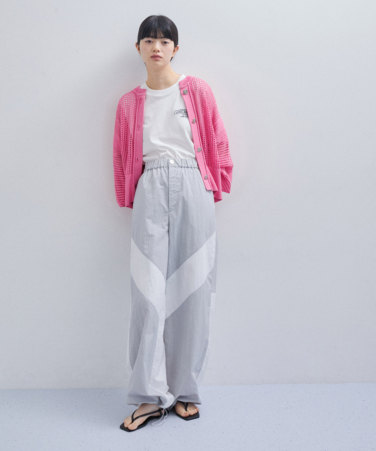 ADAM ET ROPE'「パターンメッシュカーディガン」|カーディガン|