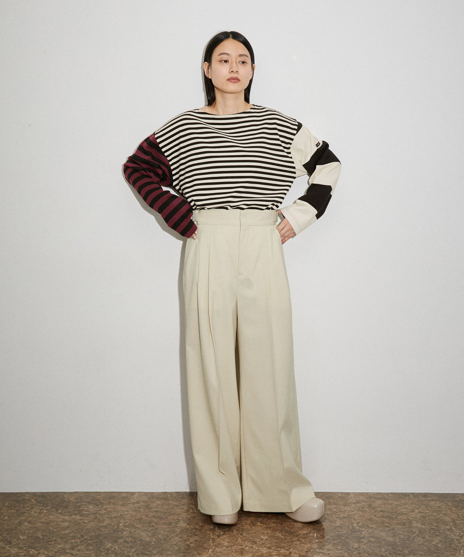 ADAM ET ROPE'「【サステナブル】2タックワイドスラックス」|スラックス|