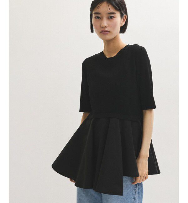 ADAM ET ROPE'「ペプラムコンビハーフスリーブニット」|ニット・セーター|