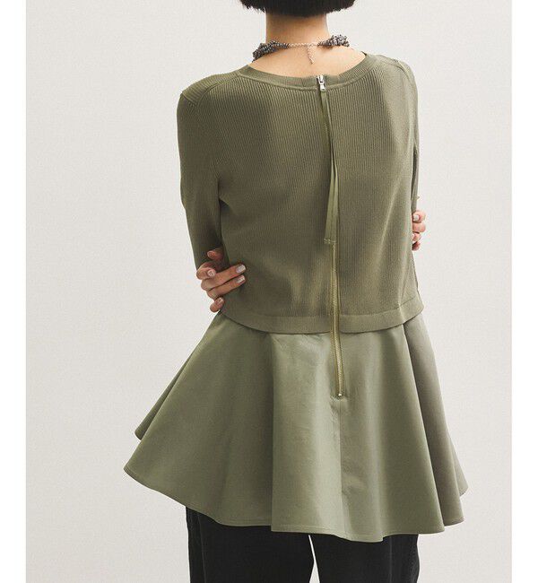 ADAM ET ROPE'「ペプラムコンビハーフスリーブニット」|ニット・セーター|