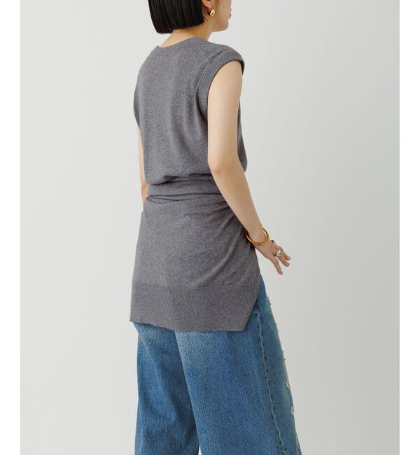 ADAM ET ROPE'「ラップストールコンビノースリーブプルオーバー」|ニット・セーター|