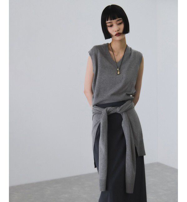 ADAM ET ROPE'「ラップストールコンビノースリーブプルオーバー」|ニット・セーター|