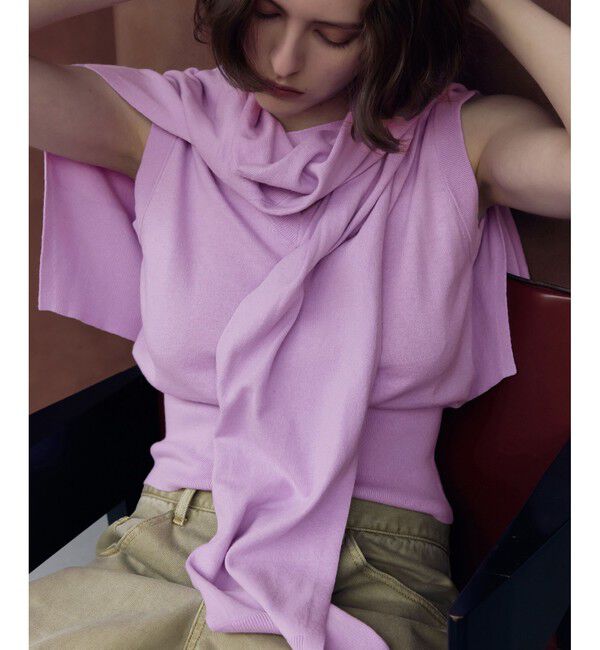 ADAM ET ROPE'「ラップストールコンビノースリーブプルオーバー」|ニット・セーター|