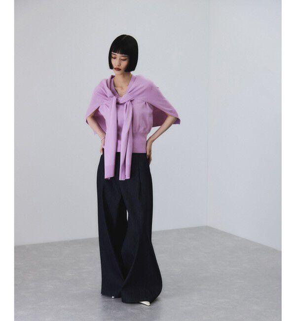 ADAM ET ROPE'「ラップストールコンビノースリーブプルオーバー」|ニット・セーター|