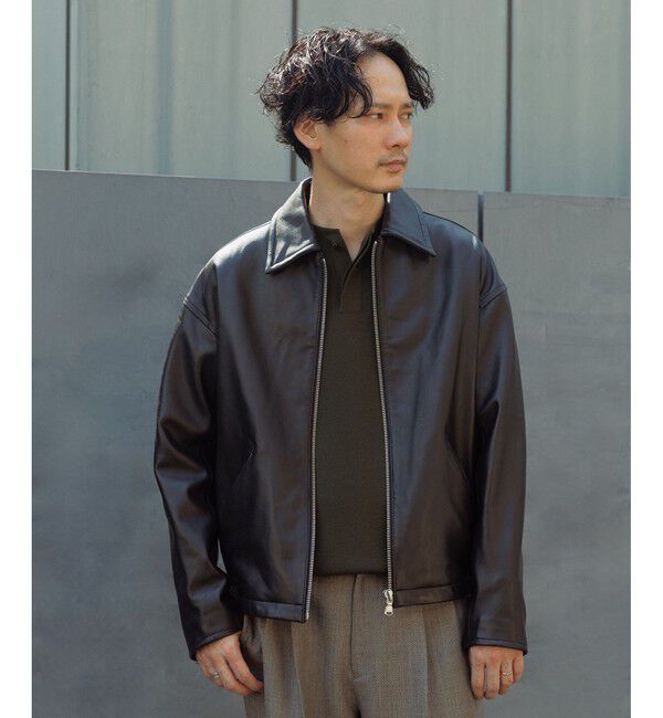 ADAM ET ROPE'「ラムレザー ジップアップ ブルゾン」|ブルゾン・スタジャン|