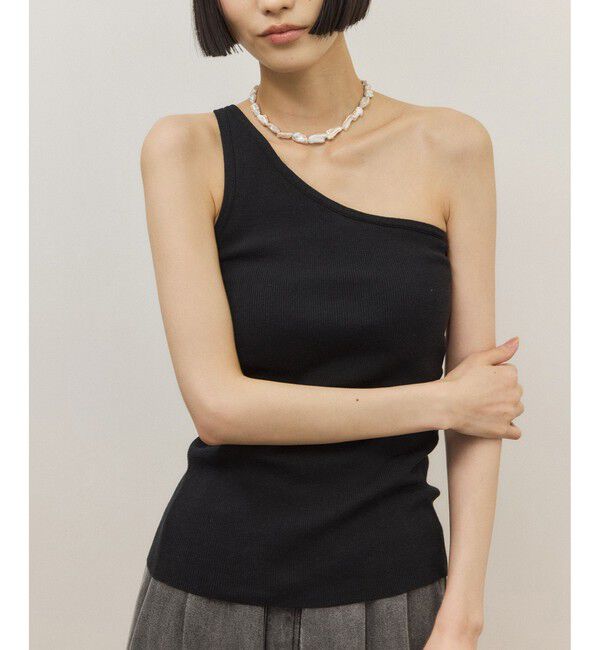 ADAM ET ROPE'「シルク混ワンショルタンクトップ」|タンクトップ|ブラック(01)