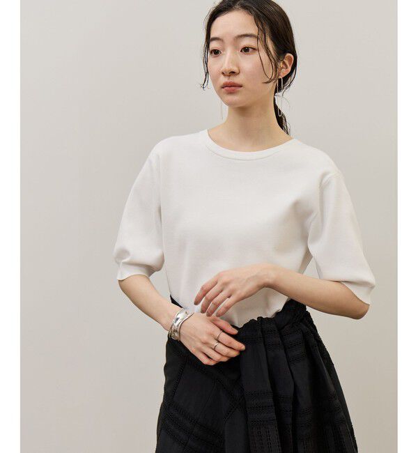 ADAM ET ROPE'「2WAYキーネックハーフスリーブニット/接触冷感」|ニット・セーター|