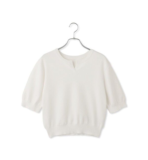 ADAM ET ROPE'「2WAYキーネックハーフスリーブニット/接触冷感」|ニット・セーター|