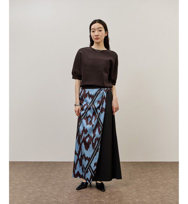 ADAM ET ROPE'「2WAYキーネックハーフスリーブニット/接触冷感」|ニット・セーター|