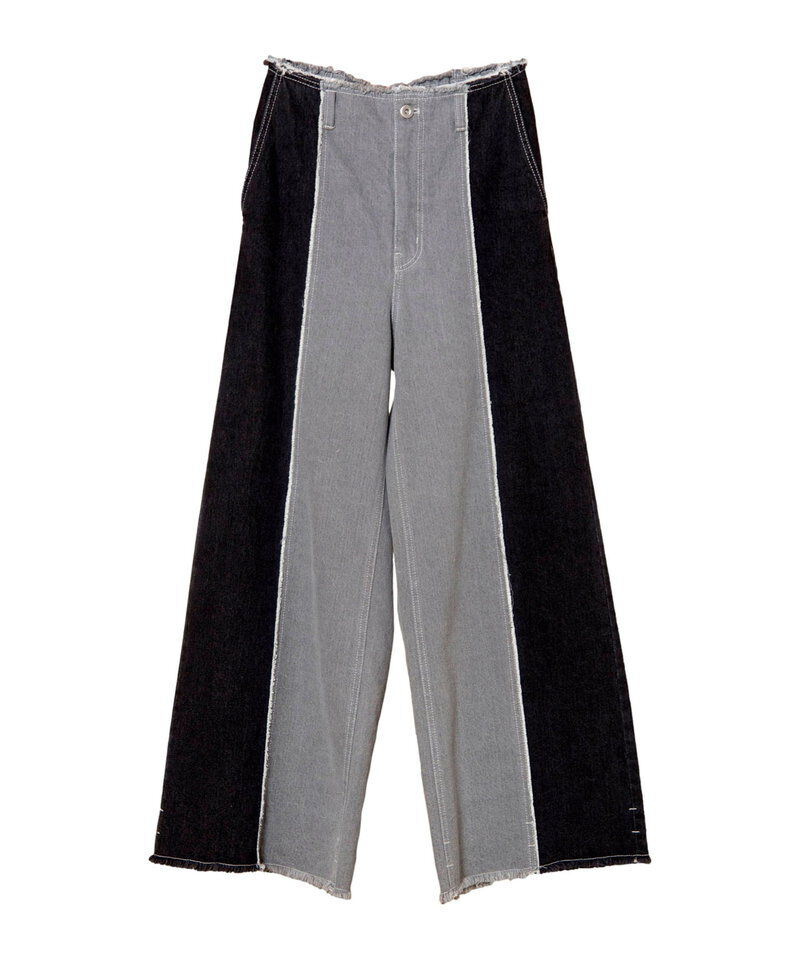  「切替デニムワイドパンツ」|デニム|
