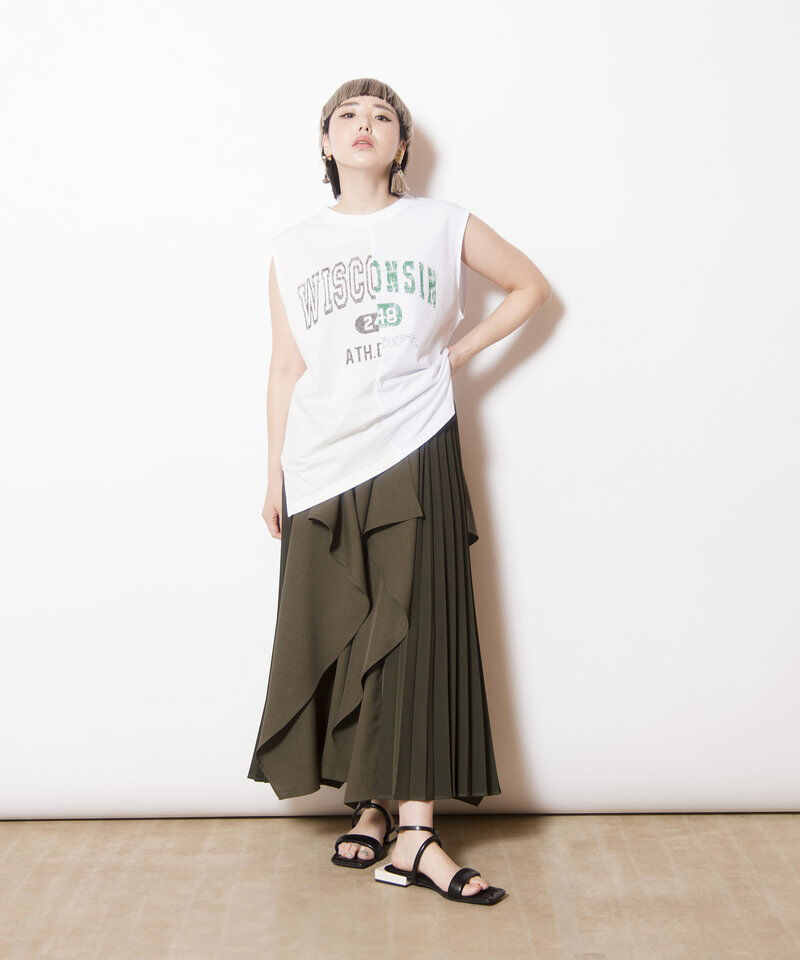  「プリーツ切替カスケードスカート」|スカート|