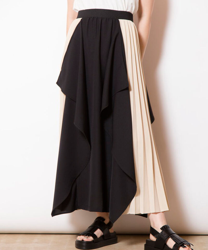  「プリーツ切替カスケードスカート」|スカート|BLACK X IVORY
