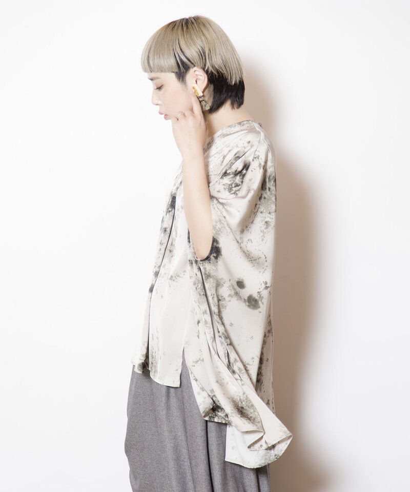  「プリントVネックビッグブラウス」|シャツ・ブラウス|