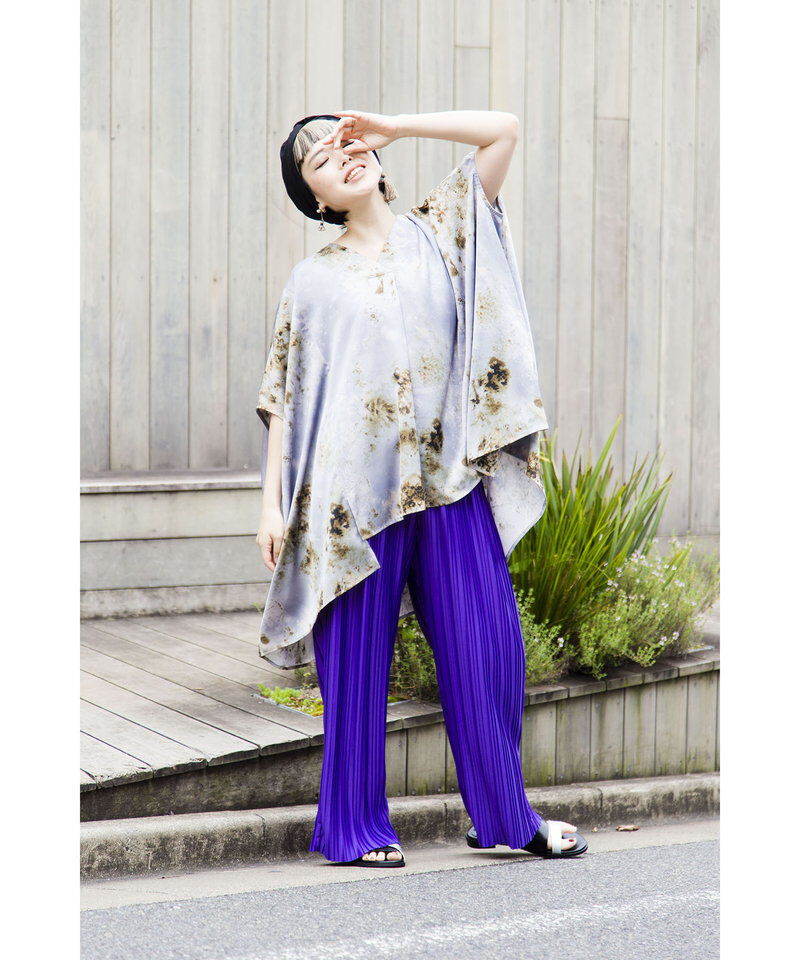  「プリントVネックビッグブラウス」|シャツ・ブラウス|