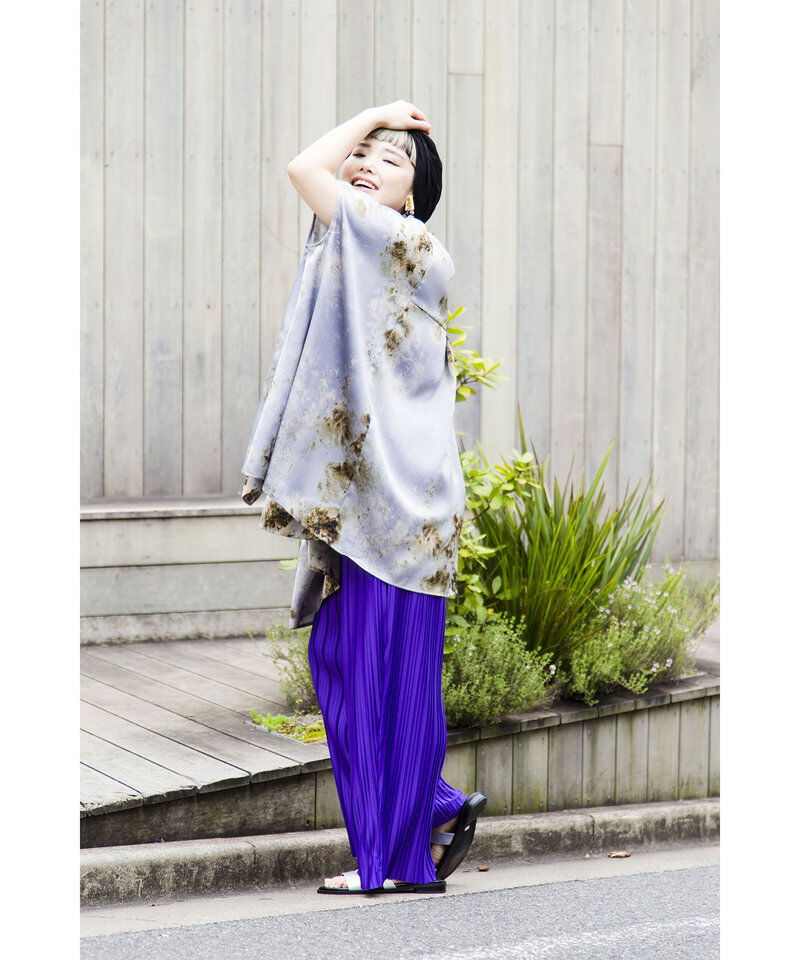  「プリントVネックビッグブラウス」|シャツ・ブラウス|