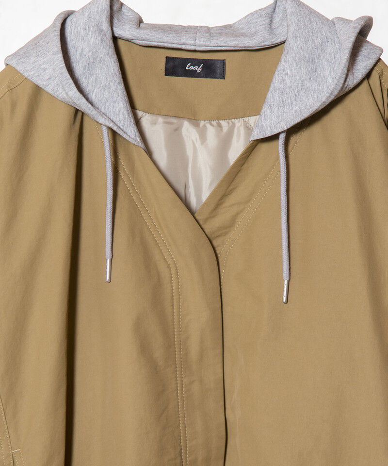  「フーデッドバルーンコート」|ノーカラーコート|