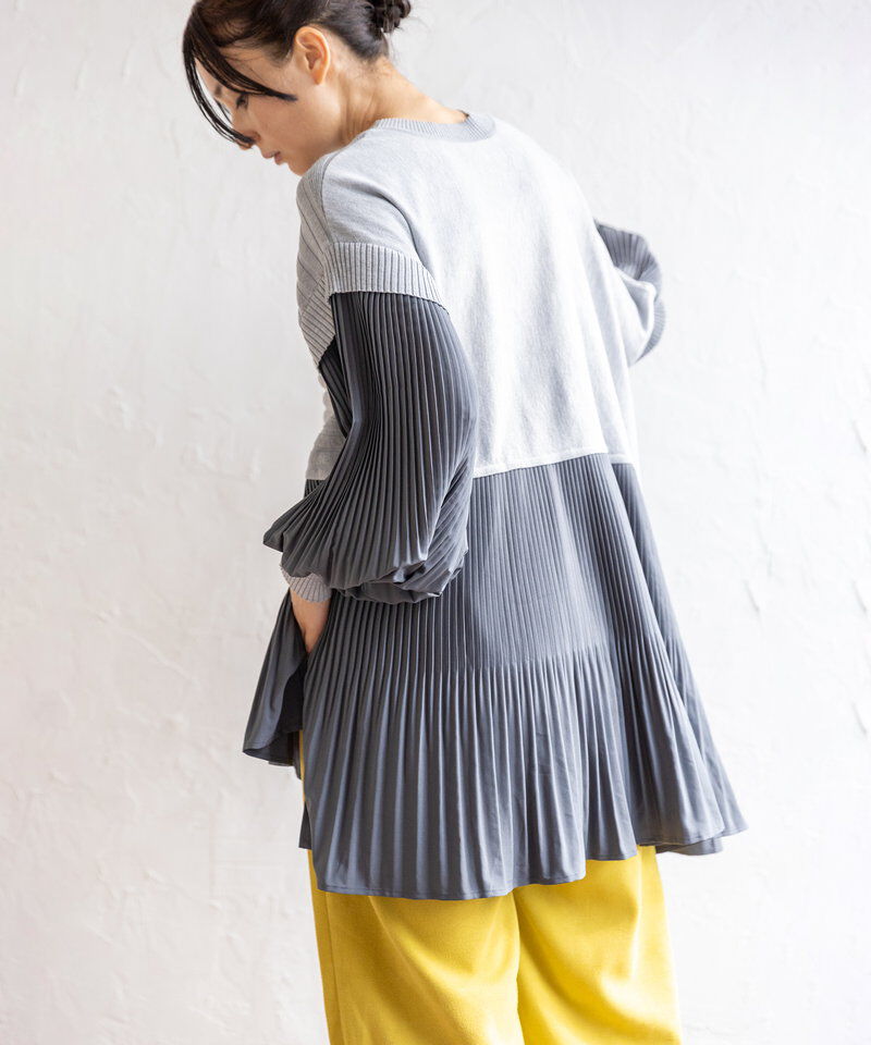 「プリーツ切替ニットプルオーバー」|ニット・セーター|