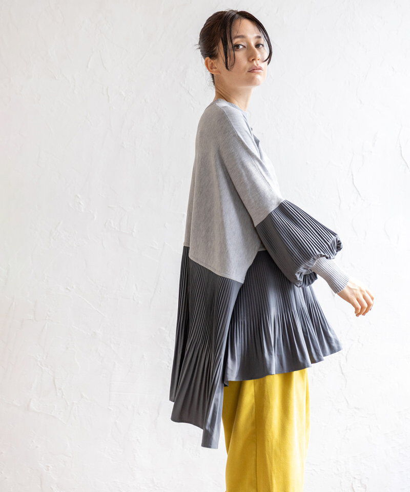  「プリーツ切替ニットプルオーバー」|ニット・セーター|