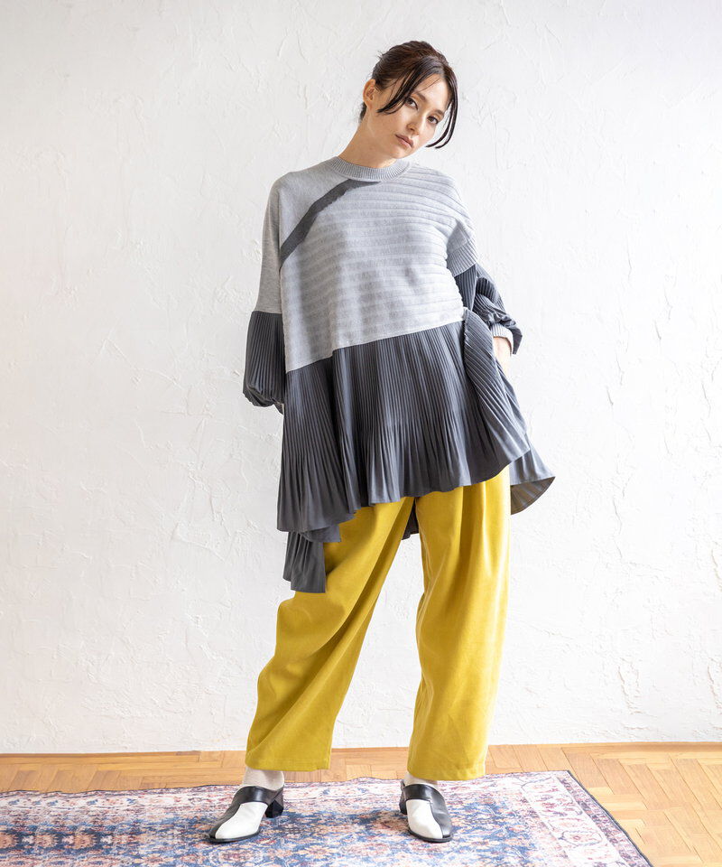  「プリーツ切替ニットプルオーバー」|ニット・セーター|