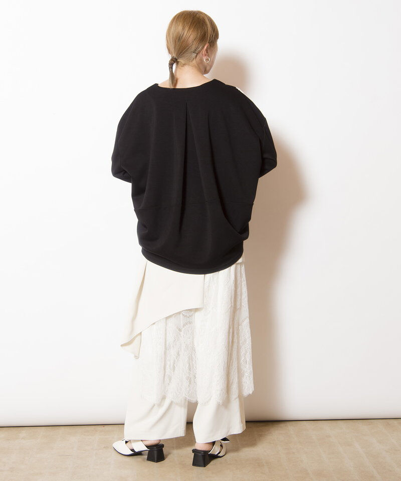  「レースモチーフVネックプルオーバー」|Tシャツ・カットソー|