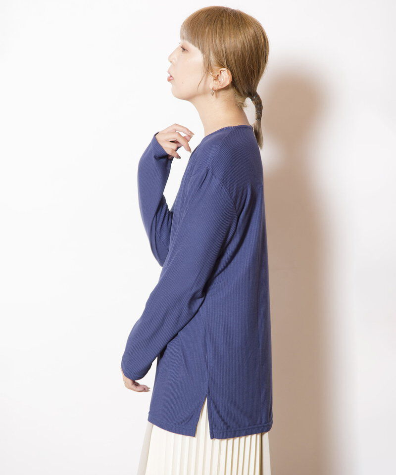  「アシンメトリーテレコ長袖Tシャツ」|Tシャツ・カットソー|