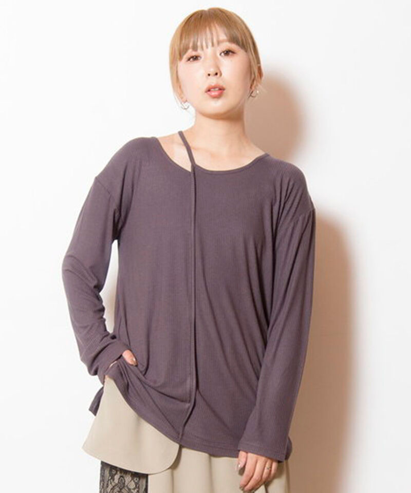  「アシンメトリーテレコ長袖Tシャツ」|Tシャツ・カットソー|CHARCOAL