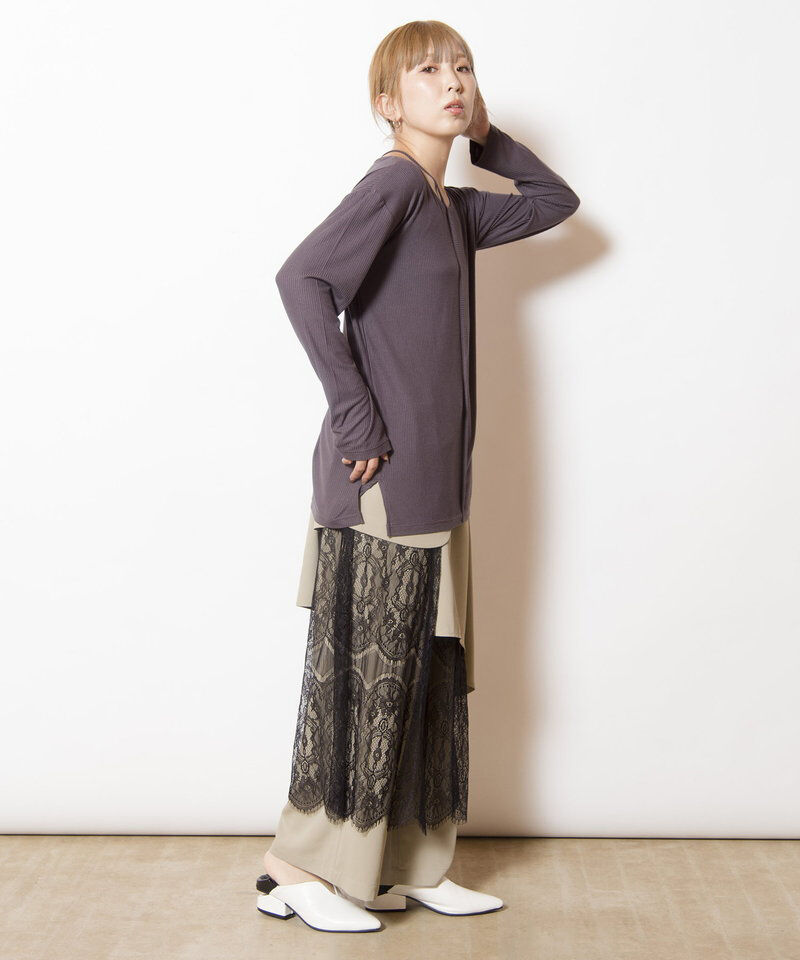  「アシンメトリーテレコ長袖Tシャツ」|Tシャツ・カットソー|