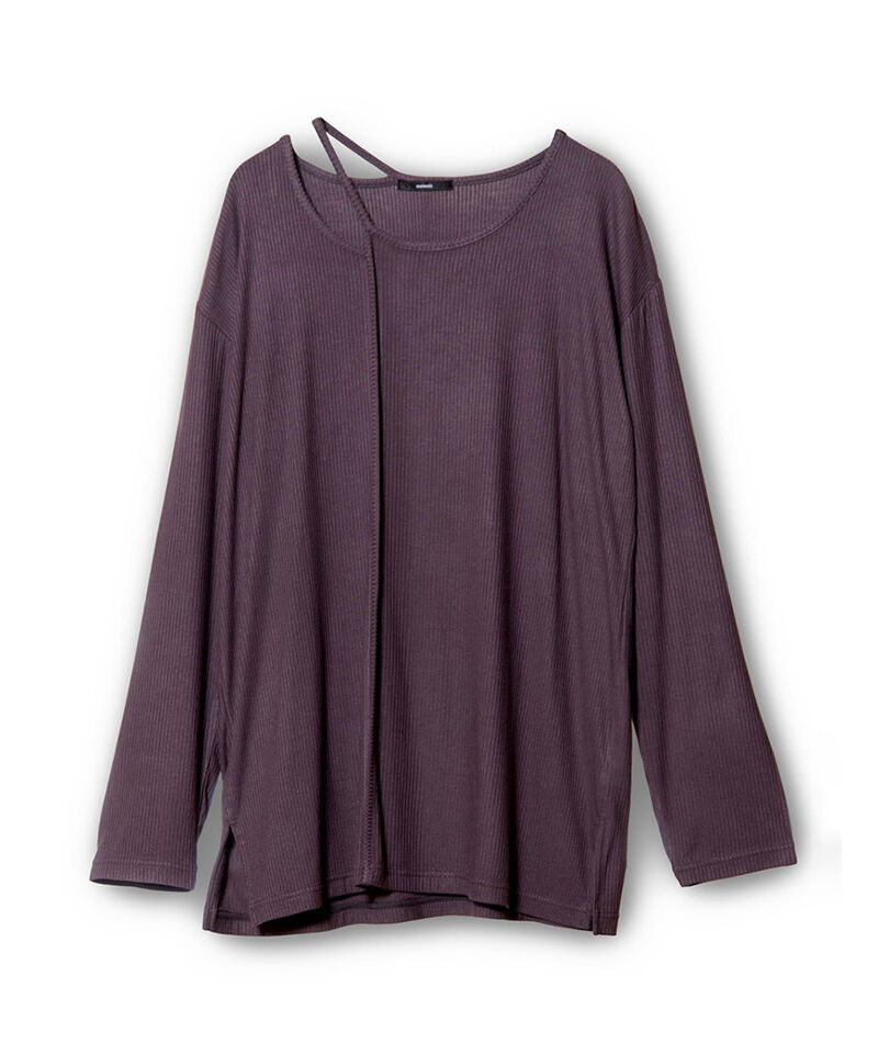  「アシンメトリーテレコ長袖Tシャツ」|Tシャツ・カットソー|