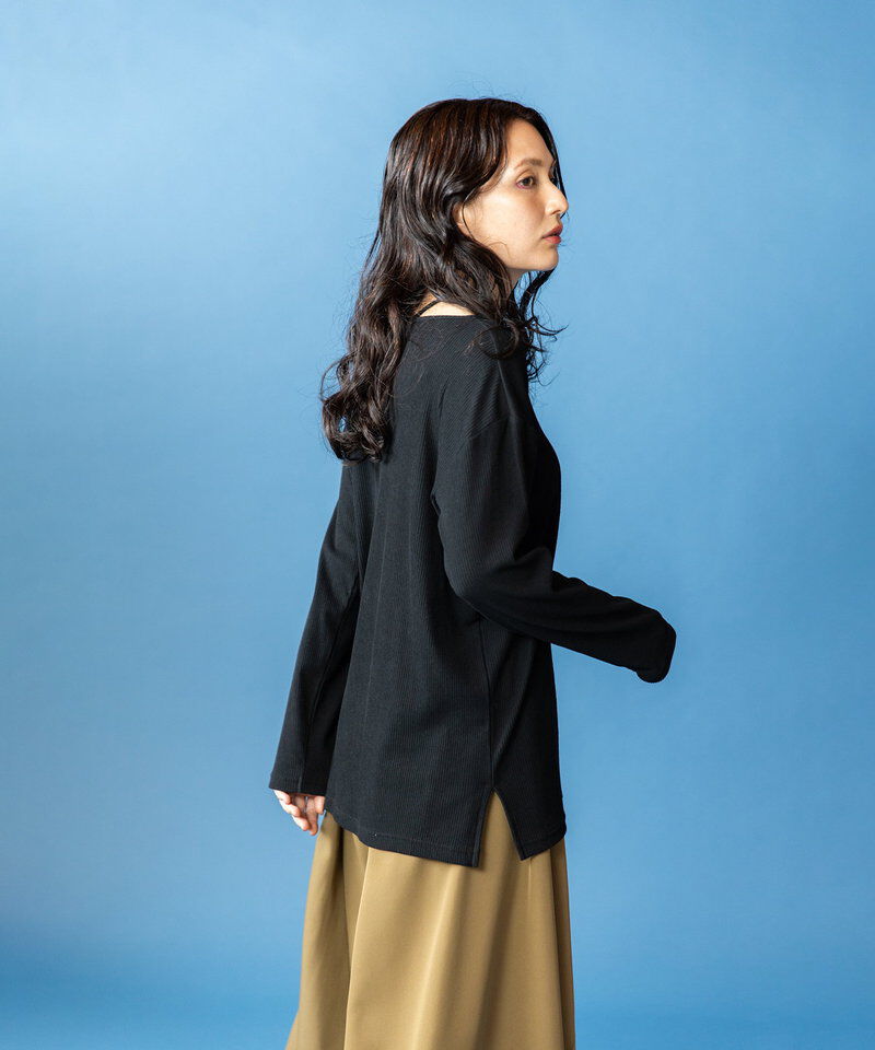  「アシンメトリーテレコ長袖Tシャツ」|Tシャツ・カットソー|