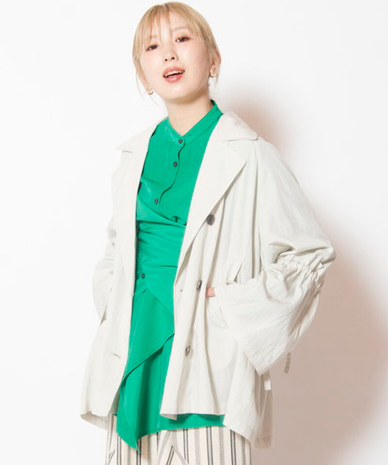  「ドロストショートトレンチコート」|トレンチコート|IVORY