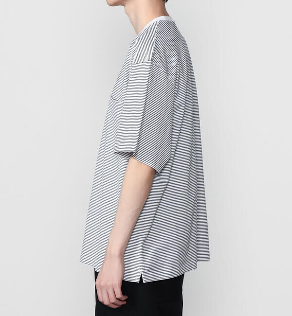 DANTON「handvaerk | 60/2 クルーネックビッグポケットTシャツ STRIPE MEN」|Tシャツ・カットソー|