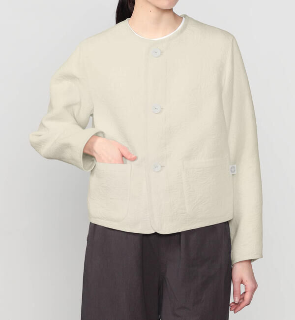 ORCIVAL「ORCIVAL | コットンポリジャカード ラウンドネックジャケット WOMEN」|ノーカラージャケット|