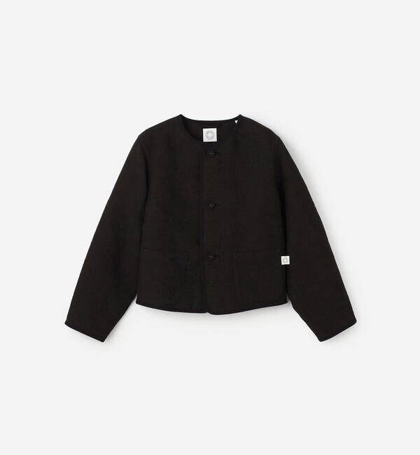 ORCIVAL「ORCIVAL | コットンポリジャカード ラウンドネックジャケット WOMEN」|ノーカラージャケット|BLACK