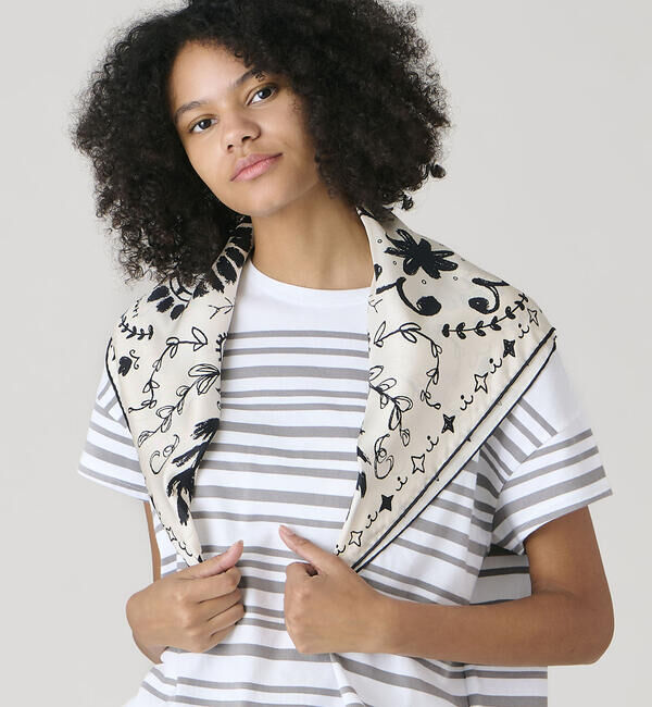  「manipuri | シルクスカーフ ボヘミアン 65&times;65 WOMEN」|バンダナ・スカーフ|IVORY