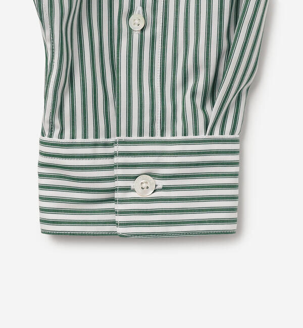 GYMPHLEX「Gymphlex | コットン ストライプ 長袖ギャザーシャツ MEN」|シャツ・ブラウス|