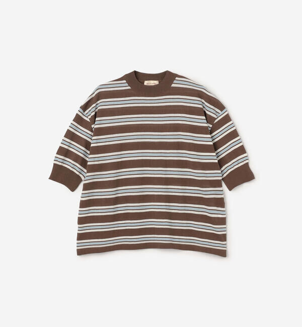  「MEYAME |〈別注〉コットンニット ボーダー半袖Tシャツ WOMEN」|ニット・セーター|