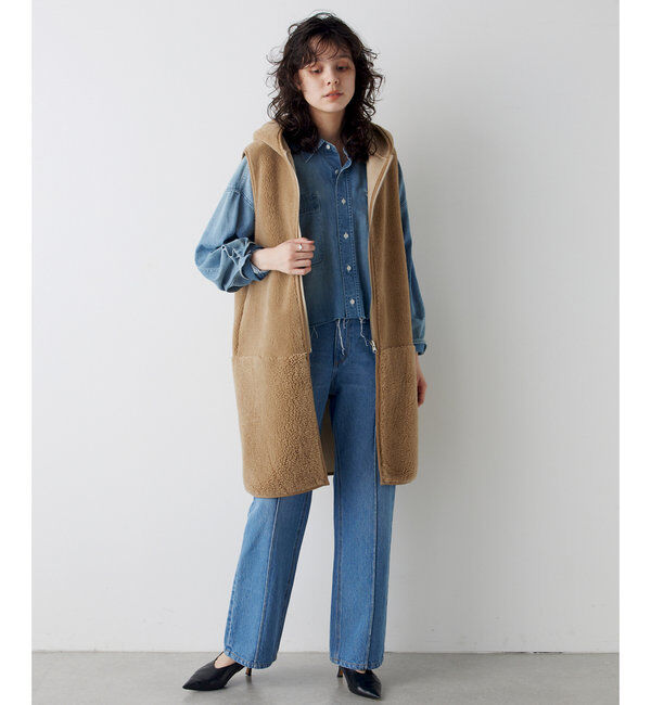 THE PAUSE「【THE PAUSE】ボアフードロングジレ」|ベスト・ジレ|