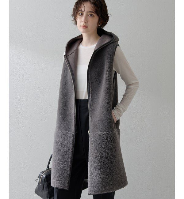 THE PAUSE「【THE PAUSE】ボアフードロングジレ」|ベスト・ジレ|