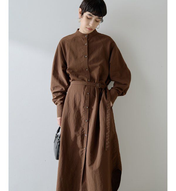  「ナイロンシャツドレス」|ワンピース|ブラウン