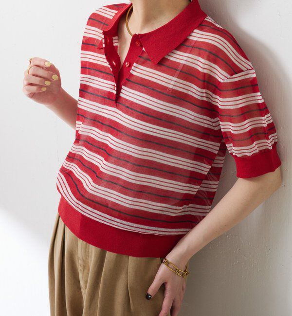  「シアーボーダーポロニット」|ニット・セーター|