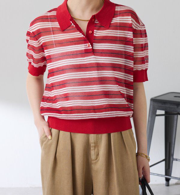  「シアーボーダーポロニット」|ニット・セーター|