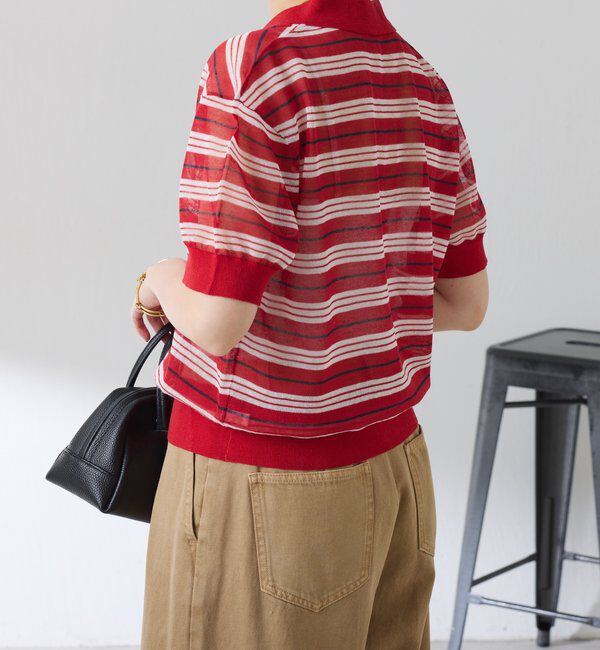  「シアーボーダーポロニット」|ニット・セーター|