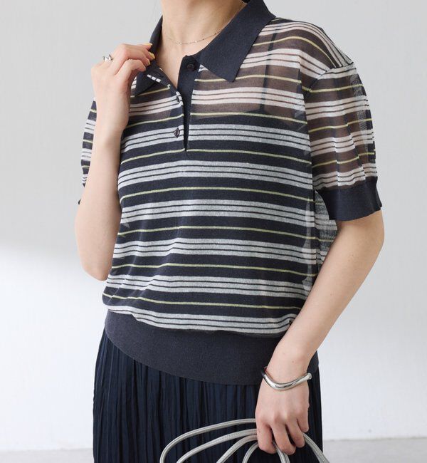  「シアーボーダーポロニット」|ニット・セーター|
