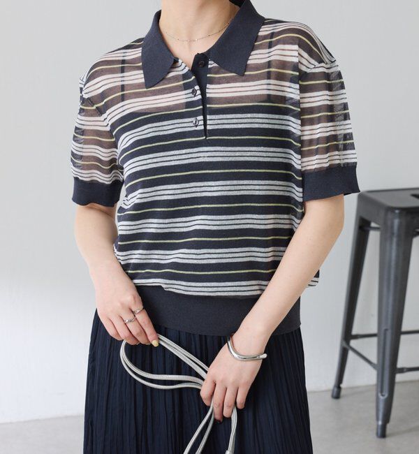  「シアーボーダーポロニット」|ニット・セーター|
