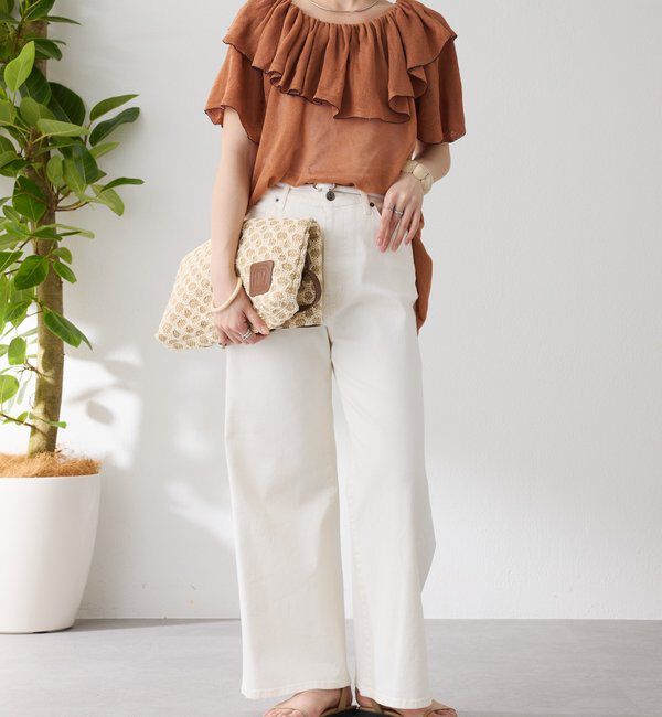  「ラッフルオフショルダーシアーニット」|ニット・セーター|