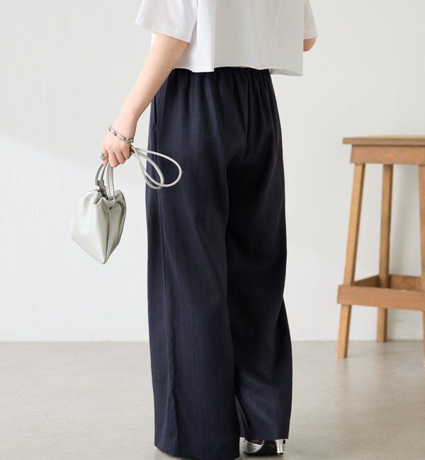  「【人気シリーズ】ゴムベルトリネンワイドパンツ」|チノ|