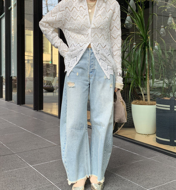  「【ベストセラーアイテム】ダメージカーブデニム」|デニム|